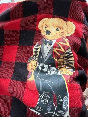 Polo by Ralph Lauren Red and Black Plaid Bear Pullover